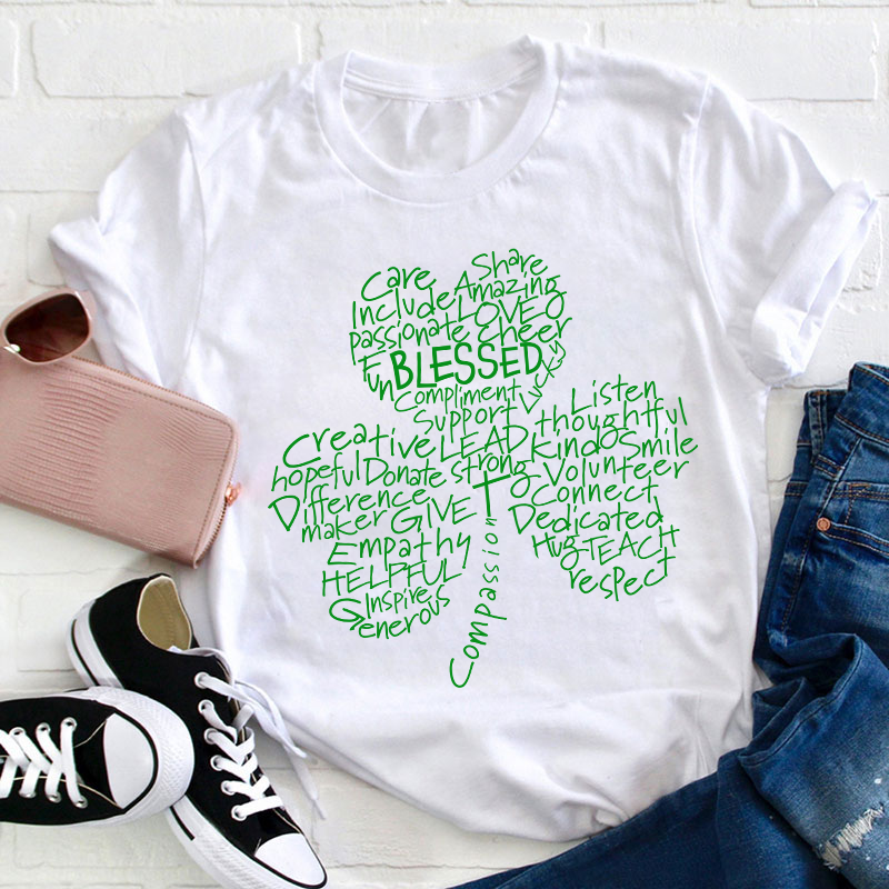 St Patricks Blessed Compassion Shamrock Teacher T-Shirt