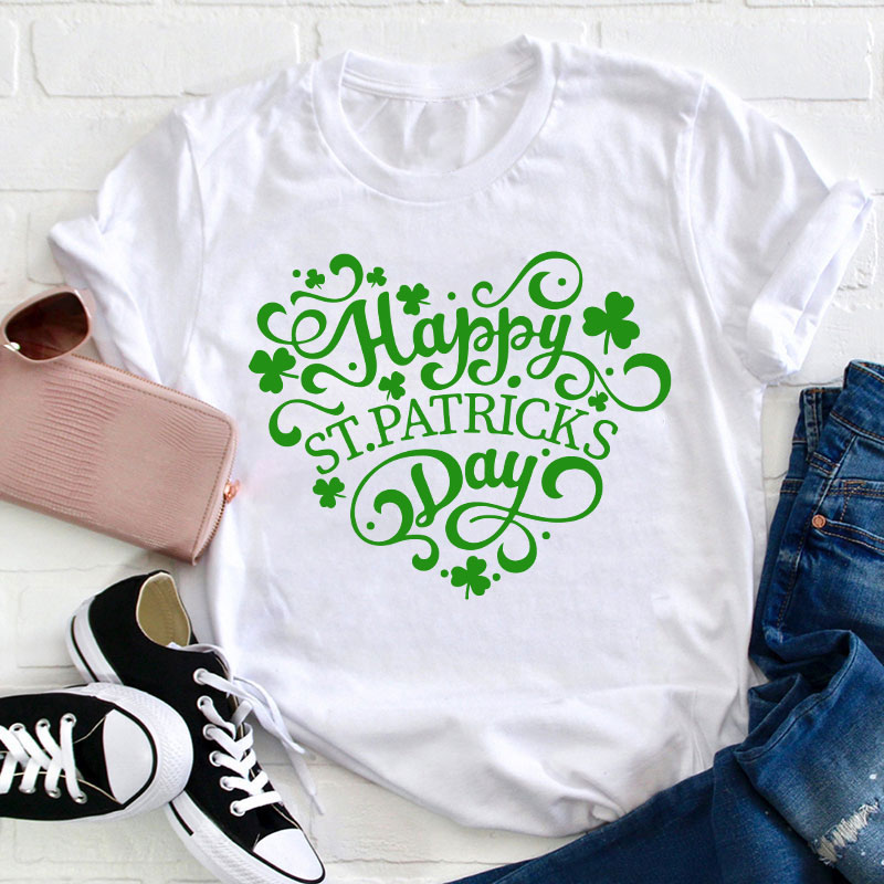 St Patricks Day Heart Teacher T-Shirt