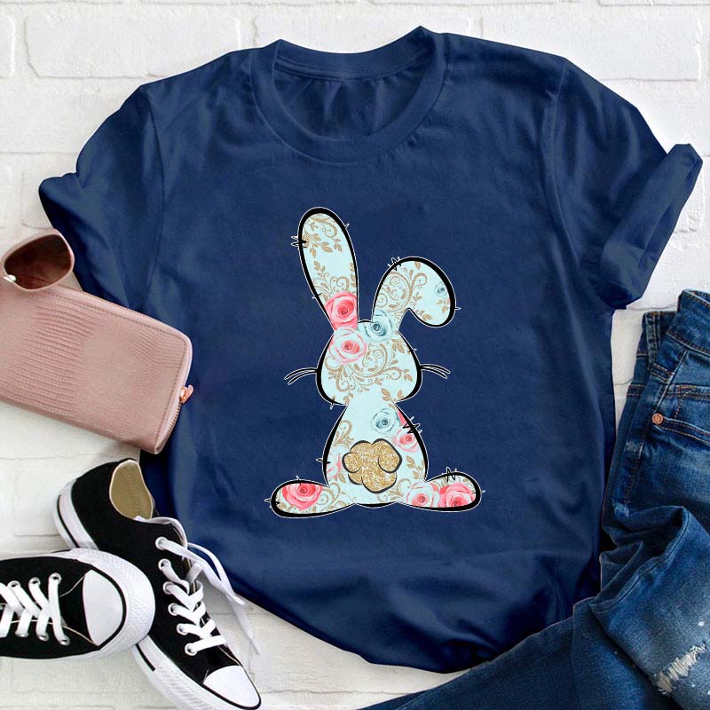 Floral Easter Bunny Teacher T-Shirt