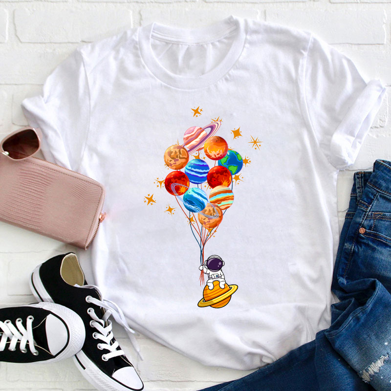 Space Balloon Astronaut Space Teacher T-Shirt
