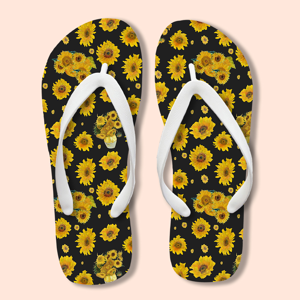 Art Sunflower Teacher Flip Flops