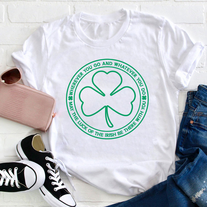 Vintage Shamrock Clover Teacher T-Shirt