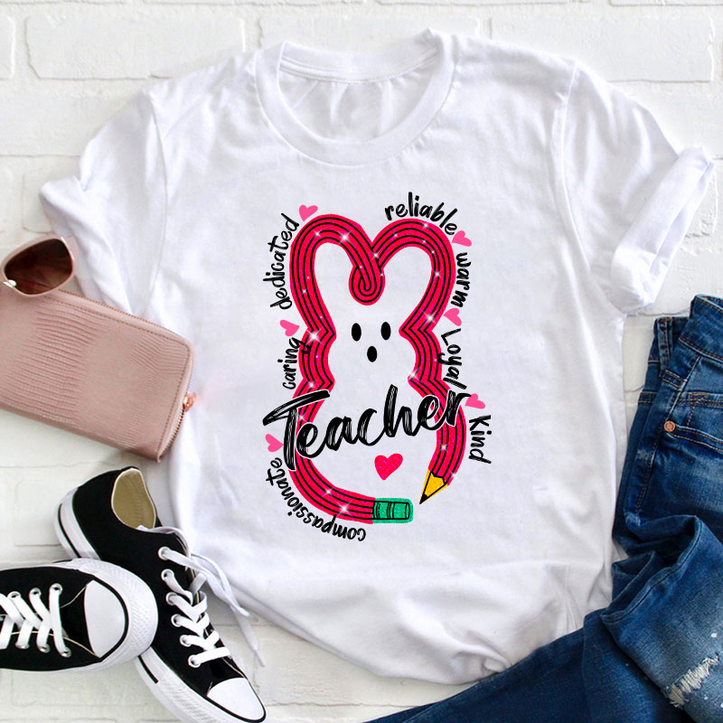 Bunny Pencil Teacher T-Shirt