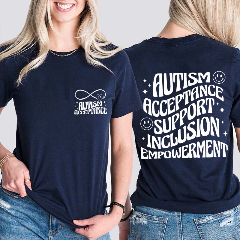 Autism Acceptance Teacher Two Sided T-Shirt