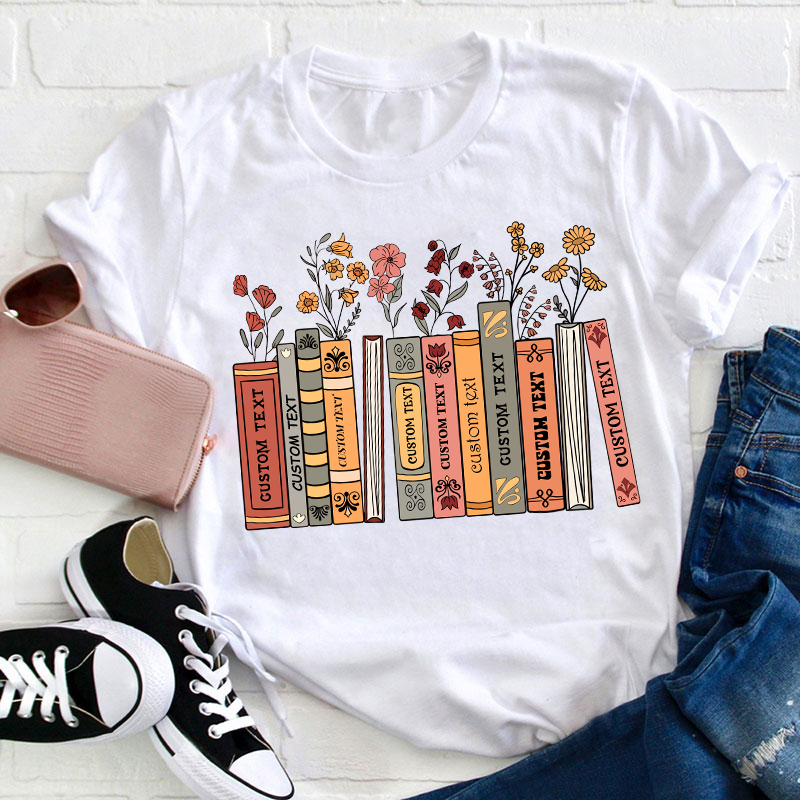 Personalized Favorite Books Teacher T-Shirt Sale-Teachersgram