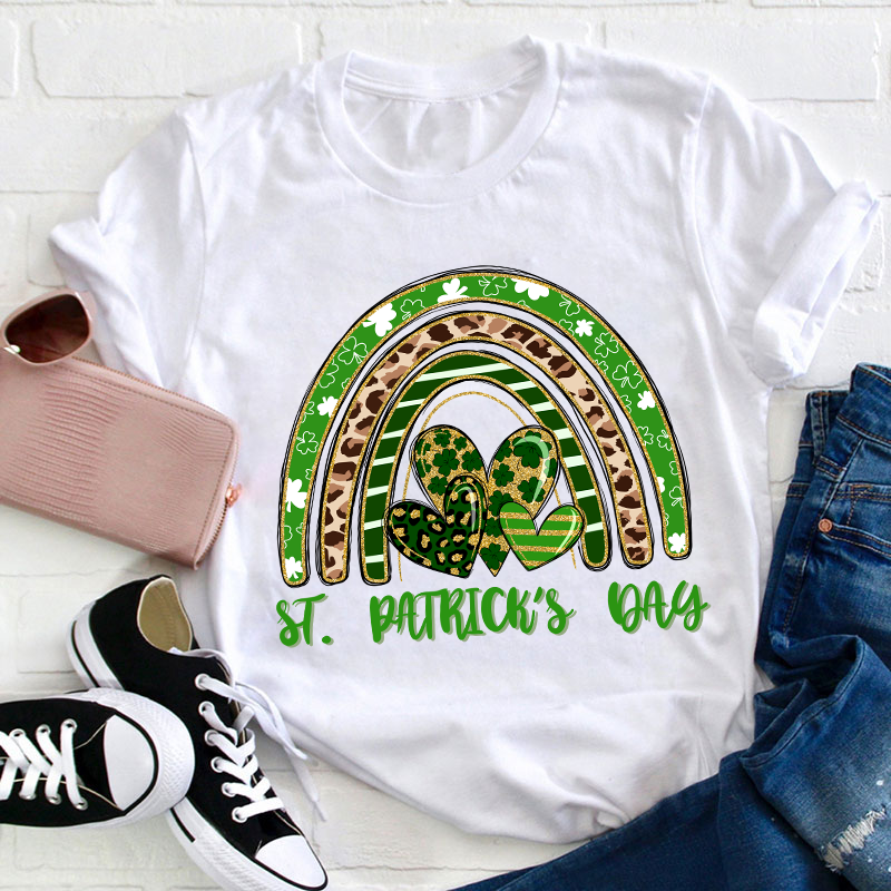 St Patrick's Day Rainbow Teacher T-Shirt Sale-Teachersgram