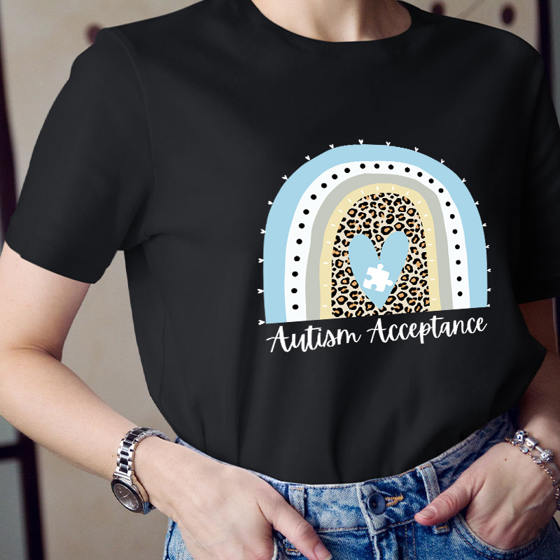 Autism Acceptance Rainbow Teacher T-Shirt