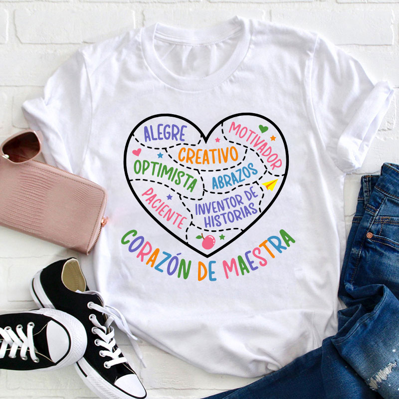 Corazon Maestra De Español Spanish Teacher T-Shirt