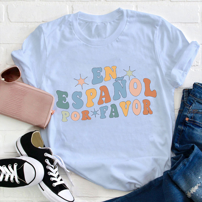 Retro En Español Por Favor Teacher T-Shirt
