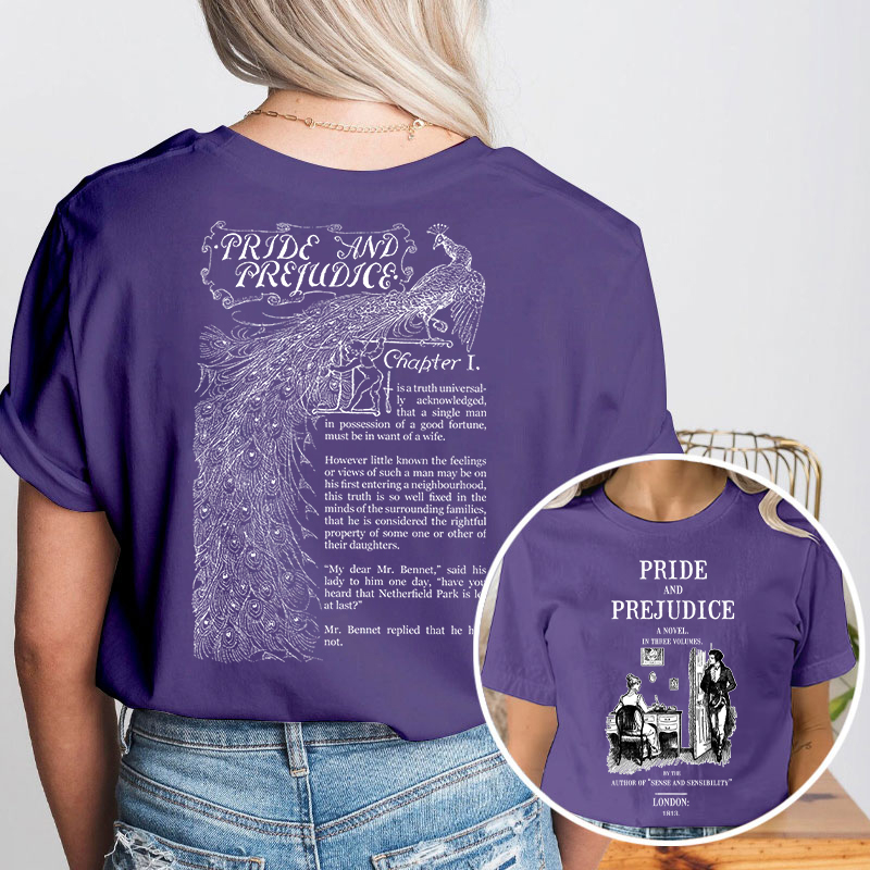 Pride And Prejudice A Novel In Three Volumes Teacher Two Sided T-Shirt