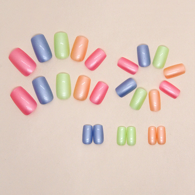 24pcs Rainbow Pearlescent Teacher Fake Nail