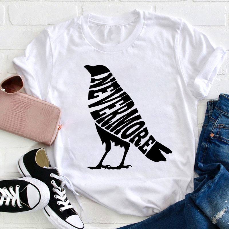 Crow Edgar Allan Poe Nevermore Teacher T-Shirt Sale-Teachersgram