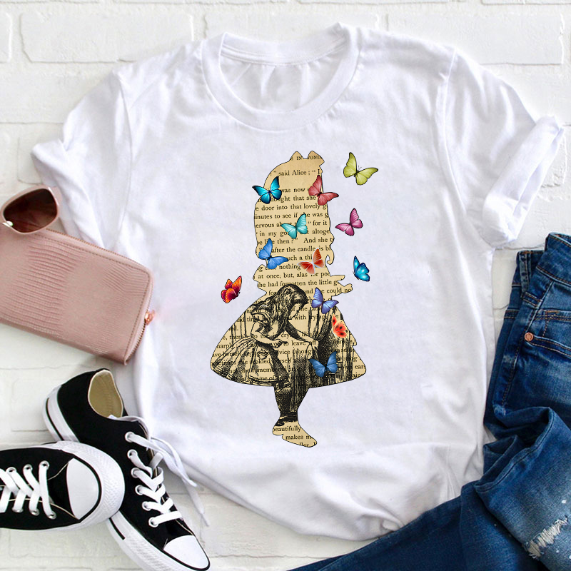 Vintage Wonderland Butterfly Teacher T-Shirt Sale-Teachersgram