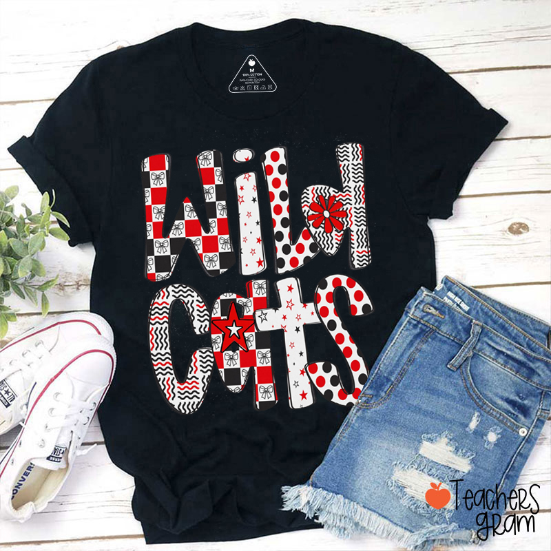 Personalized Mascot Coquette Bow Printed Teacher T-Shirt