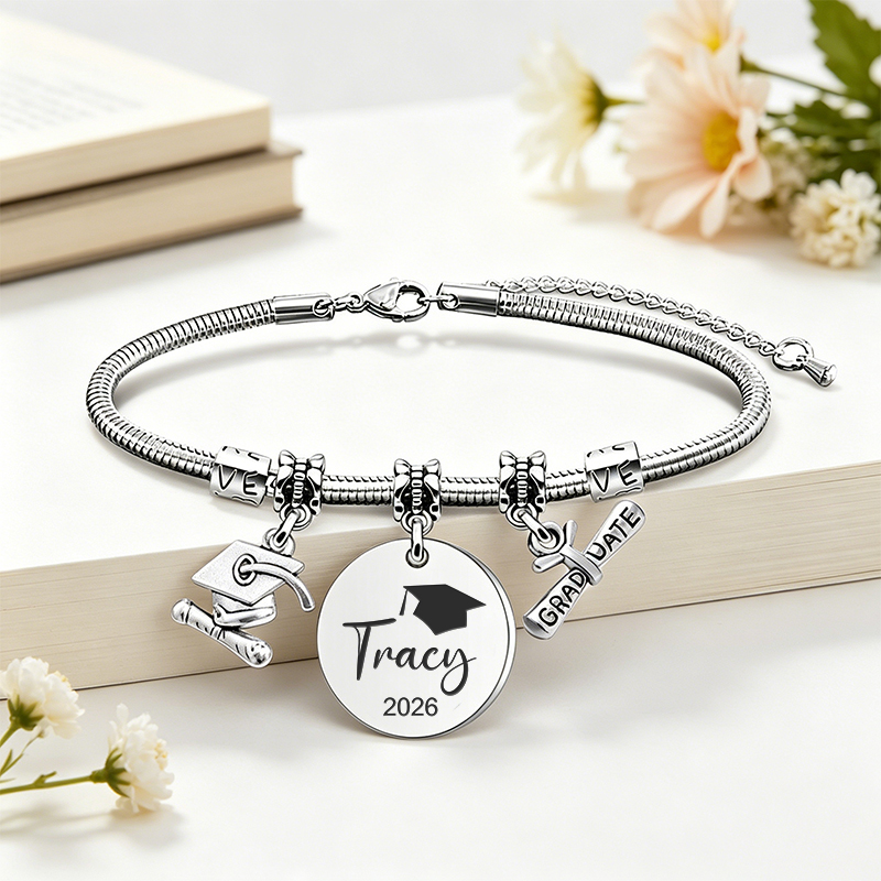 Personalized Name Graduation Keepsake Teacher Metal Bracelet