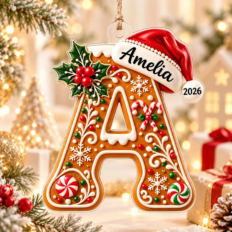 Personalized Gingerbread Alphabet Christmas Name Ornament
