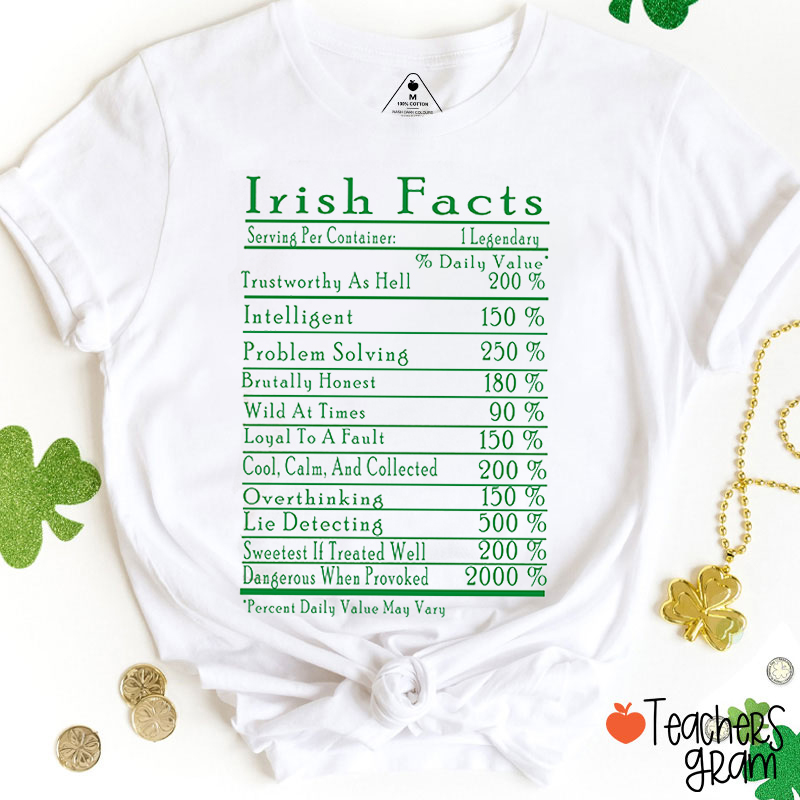 Patrick Day Irish Facts Teacher T-Shirt