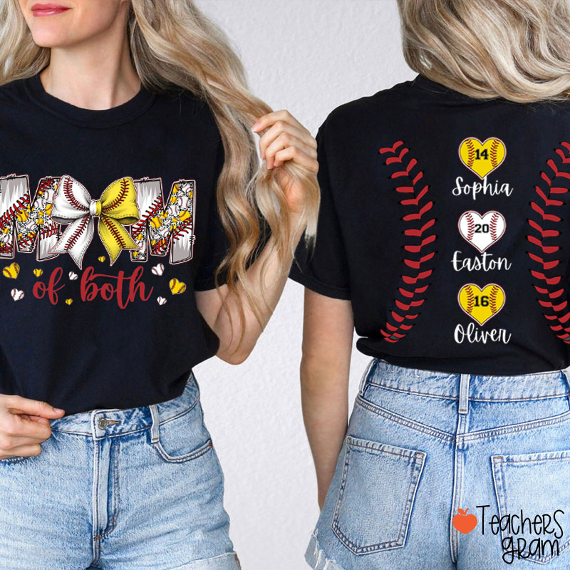 Personalized Mother Of Both Teacher Two Sided T-Shirt