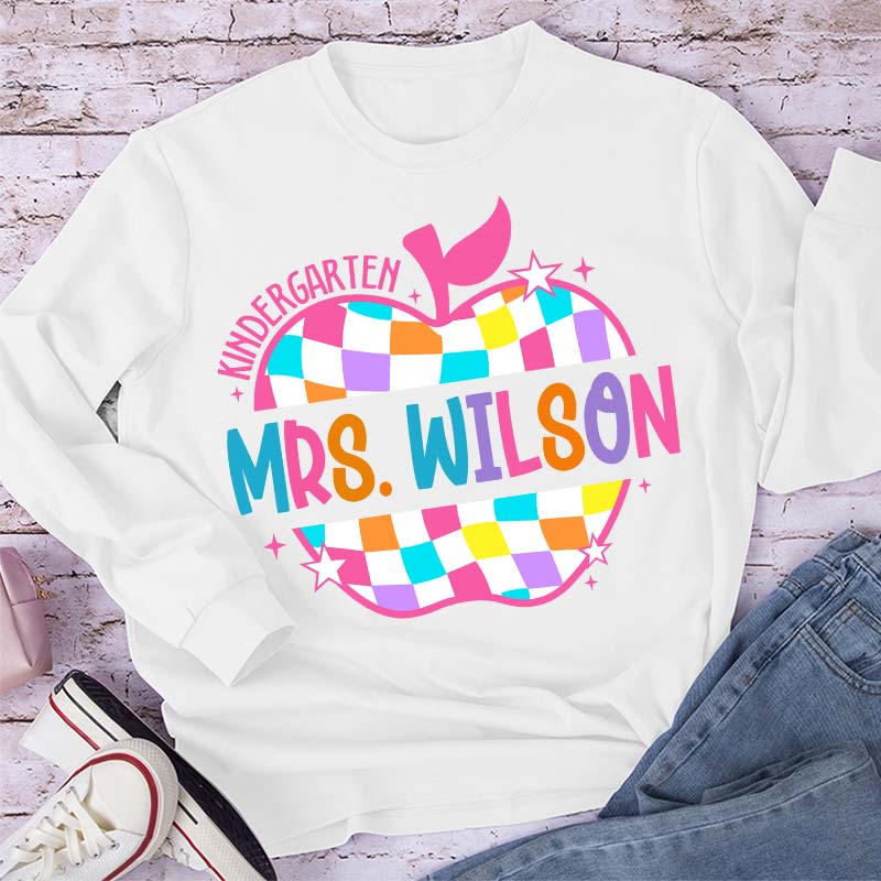 Personalized Pencil Name Teacher Long Sleeve T-Shirt