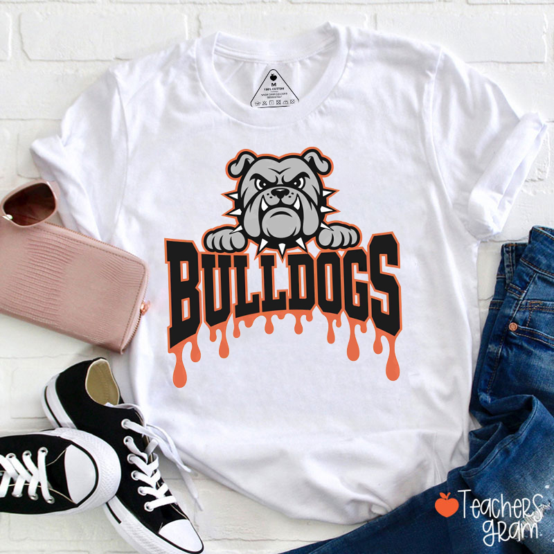 Personalized Mascot Drip Effect School Spirit Teacher T-Shirt
