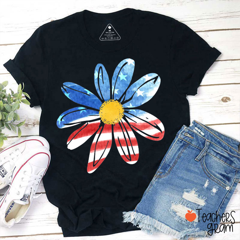 Patriotic Sunflower Teacher T-Shirt