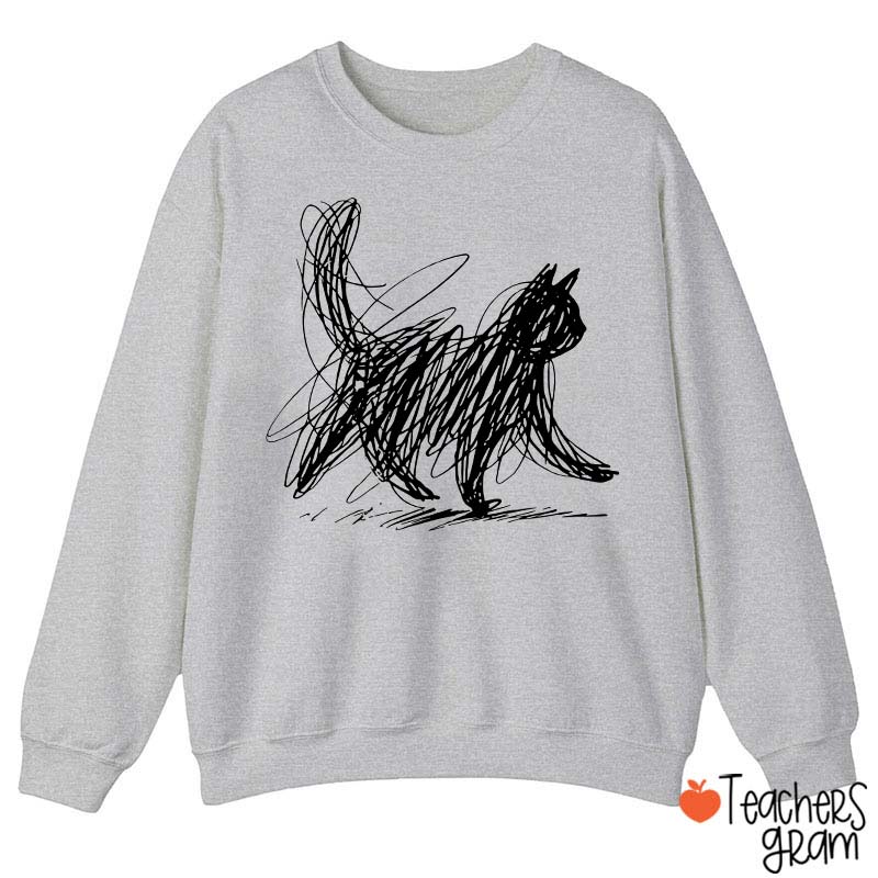Vintage Cat Line Teacher Sweatshirt