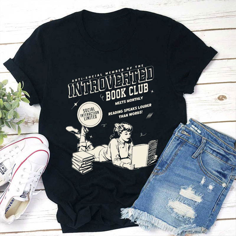 Introverted Book Club Bookish Teacher T-Shirt