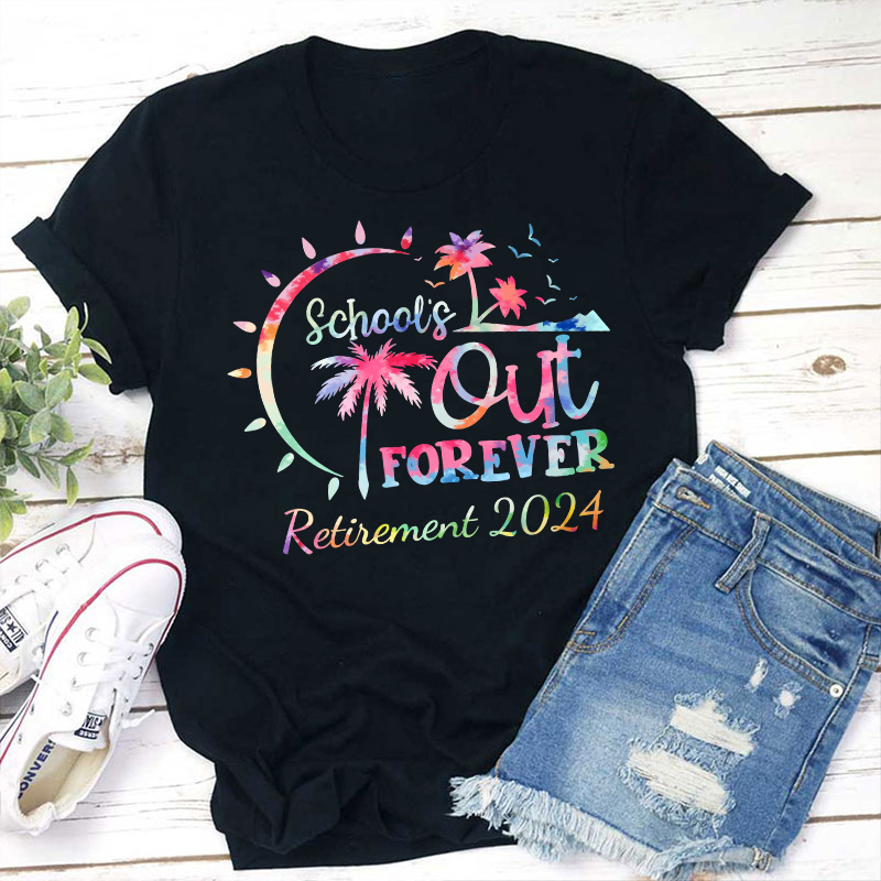 Personalized Tie Dye Style Retirement Teacher T-Shirt