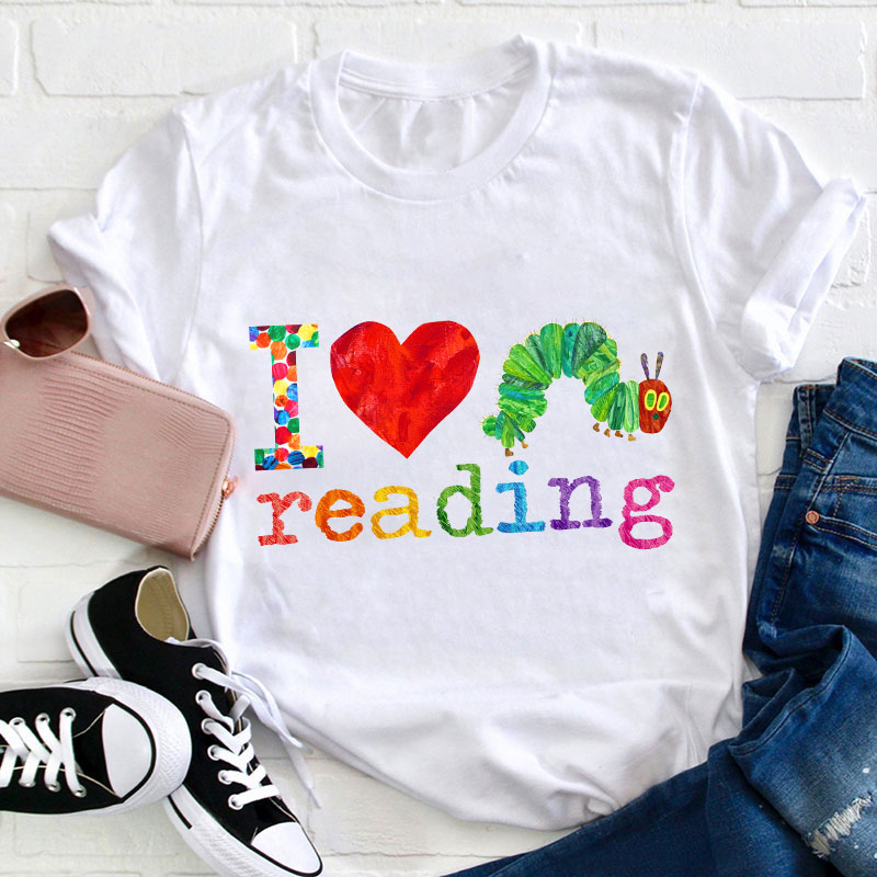 I Love Reading Caterpillar Teacher T-Shirt