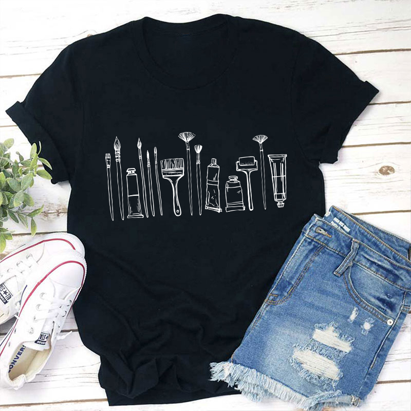 Paint Brushes Teacher T-Shirt Sale-Teachersgram