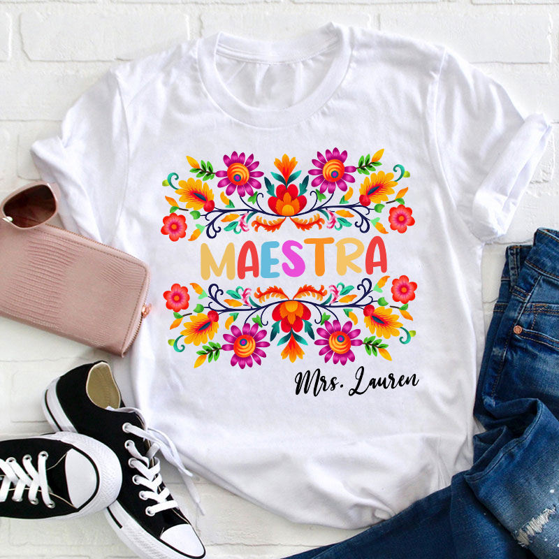 Personalized Name Maestra Teacher T-Shirt