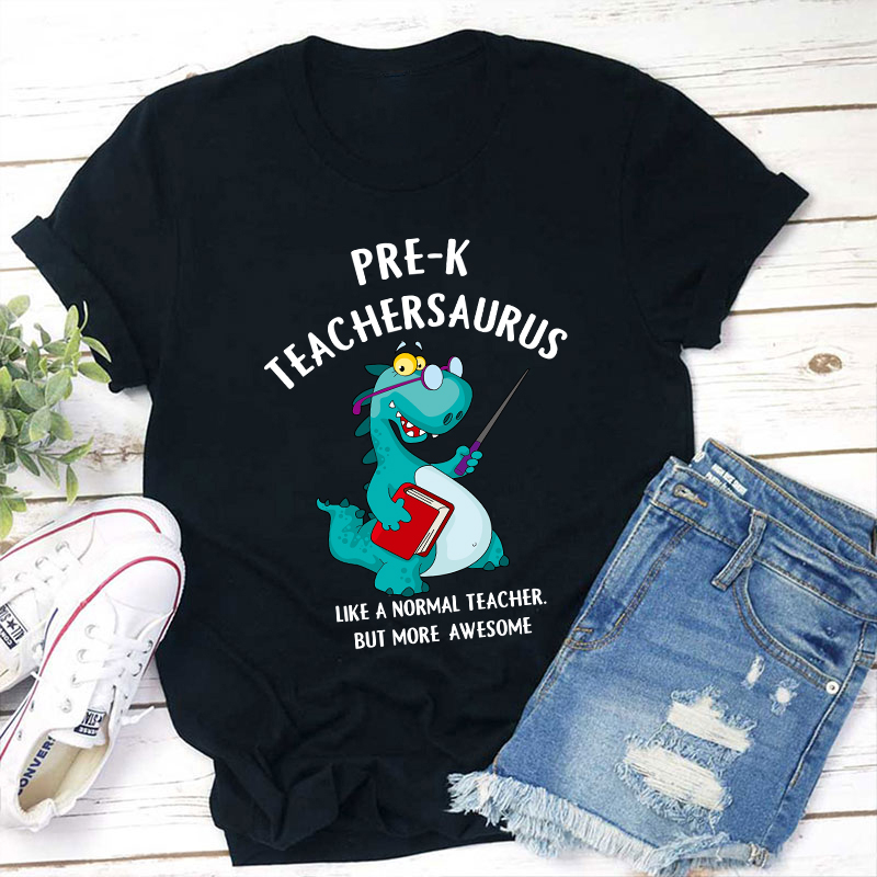 Personalized Grade Awesome Teachersaurus Teacher T-Shirt