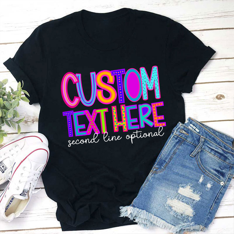 Personalized Name Neon Lights Teacher T-Shirt Sale-Teachersgram