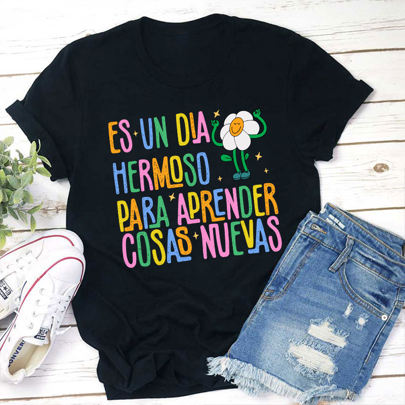 Es Un Dia Hermoso Para Aprender Cosas Nuevas Spanish Teacher T-Shirt