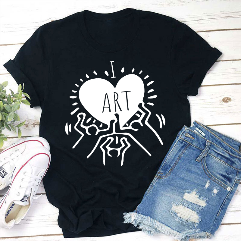 Art Heart I Love Art Teacher T-Shirt Sale-Teachersgram