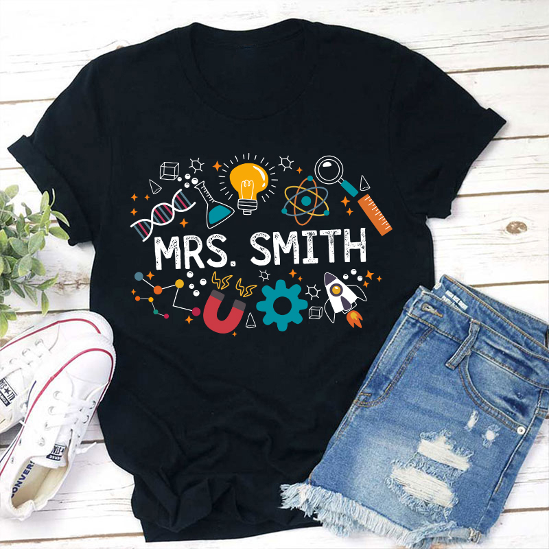 Personalized Science Vibes Teacher T-Shirt Sale-Teachersgram