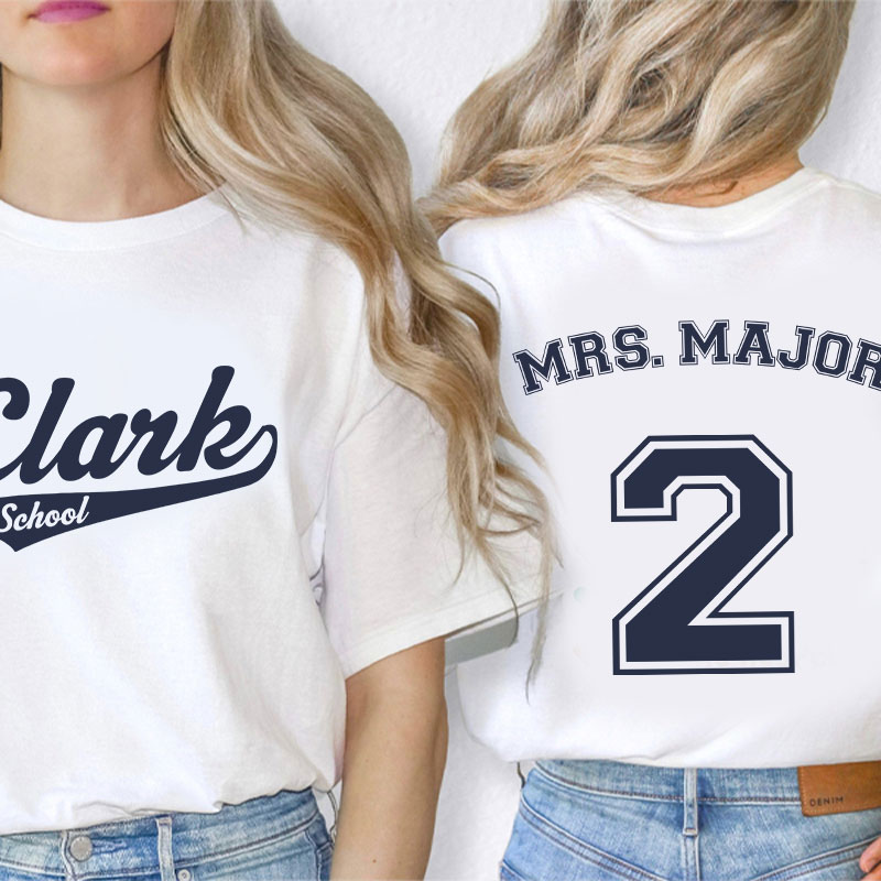 Personalized Sports Baseball Style Team Teacher Two Sided T-Shirt