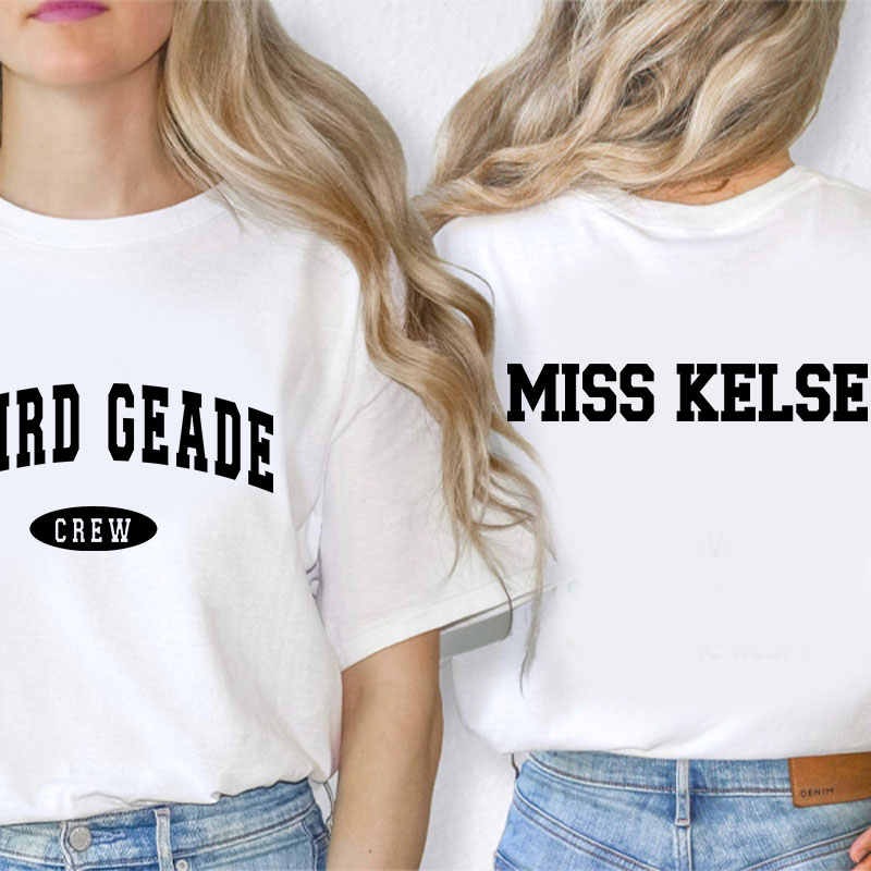 Personalized Simple Retro Text Design Teacher Two Sided T-Shirt
