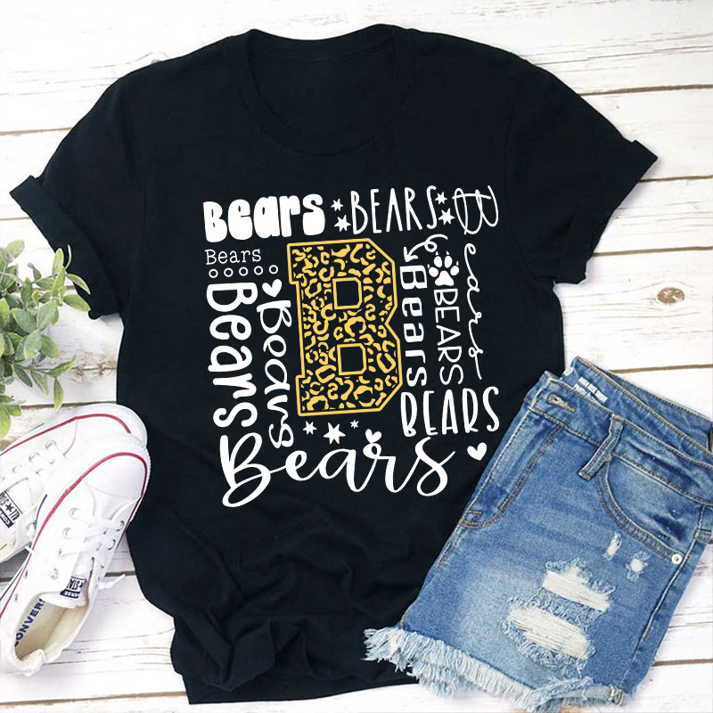 Personalized Colorful Leopard Mascot Teacher T-Shirt