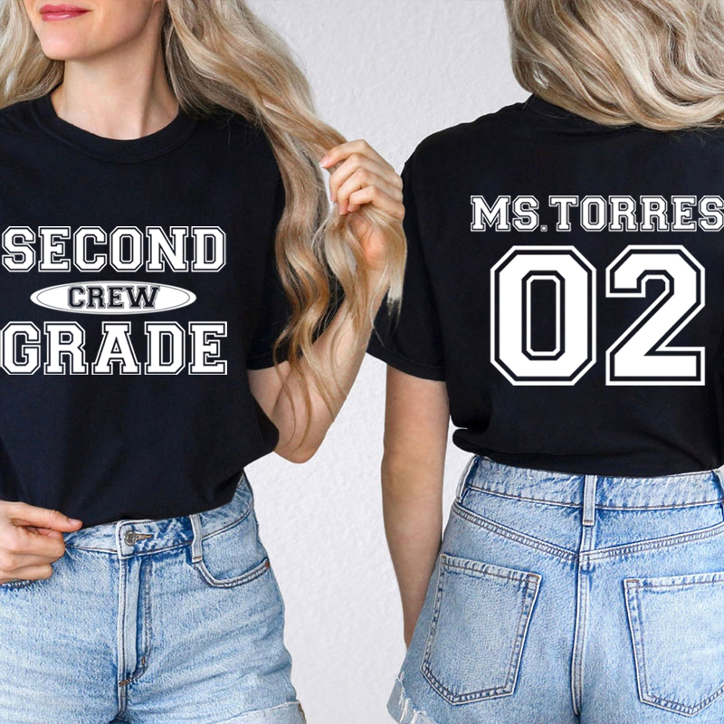 Personalized My Class Crew Teacher Two Sided T-Shirt