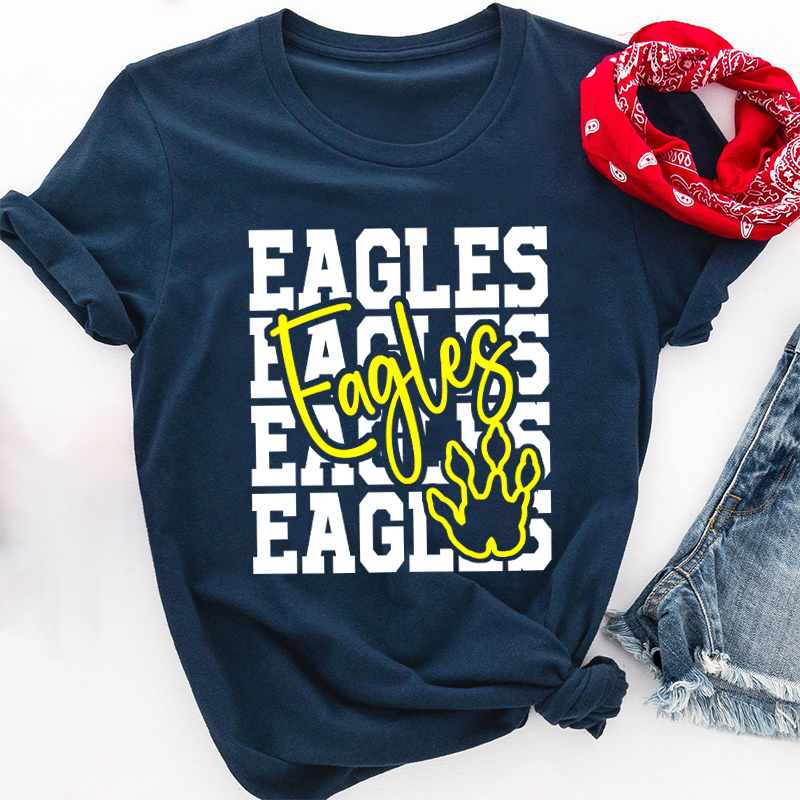 Personalized School Mascot Double Layer Design Cute Icon Teacher T-Shirt