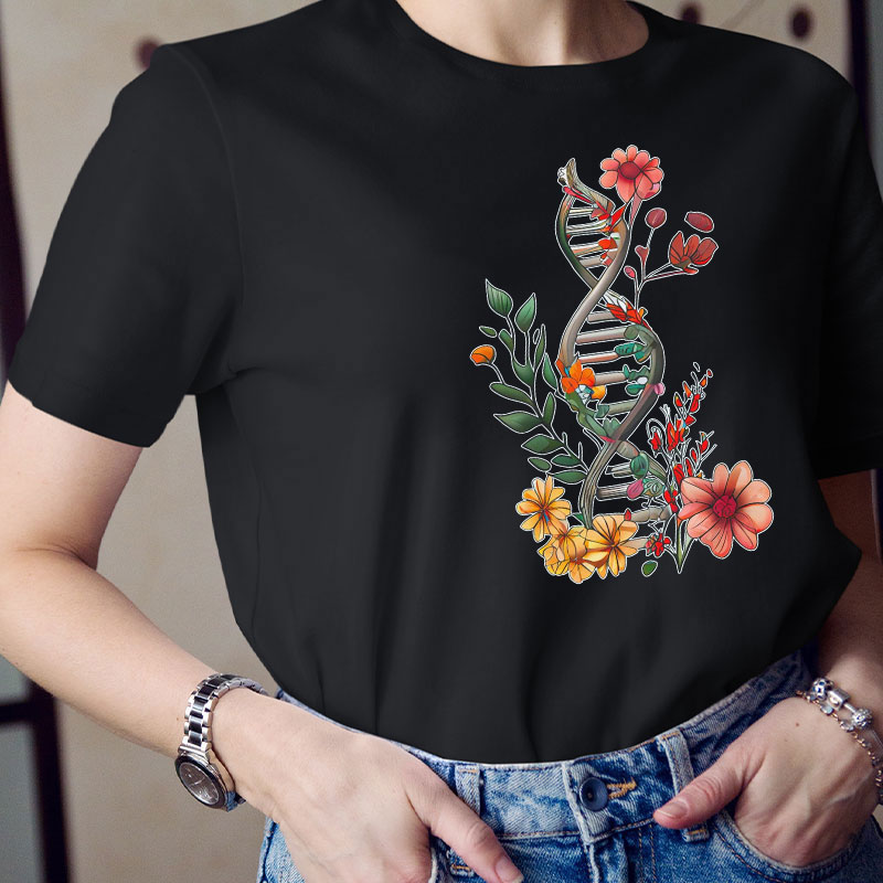 Floral DNA Biochemistry Teacher T-Shirt