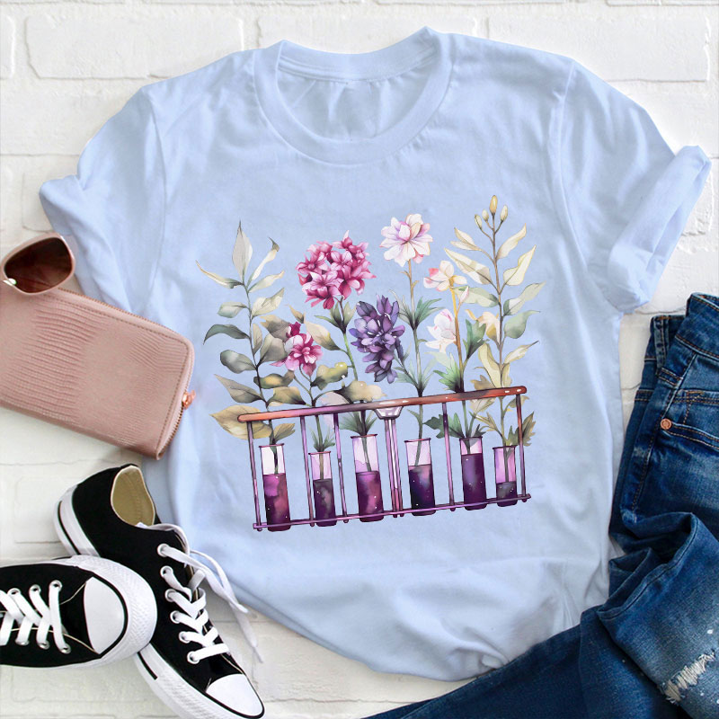 Chemistry Lab Science Flower Teacher T-Shirt