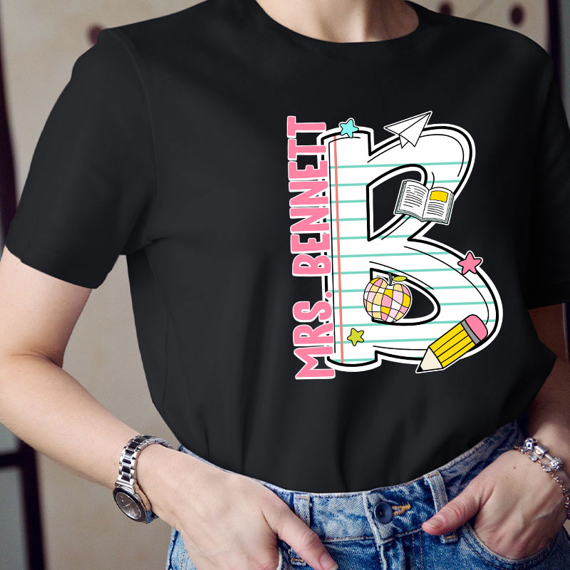 Personalized Teacher's Name Unique Initials Design Teacher T-Shirt