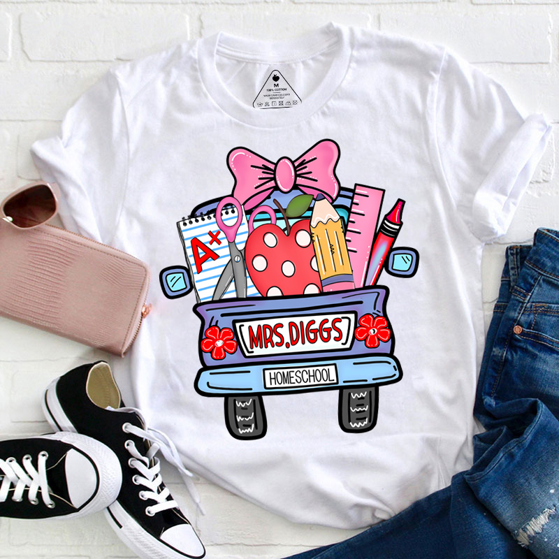 Personalized School Truck Teacher Name Teacher T-Shirt