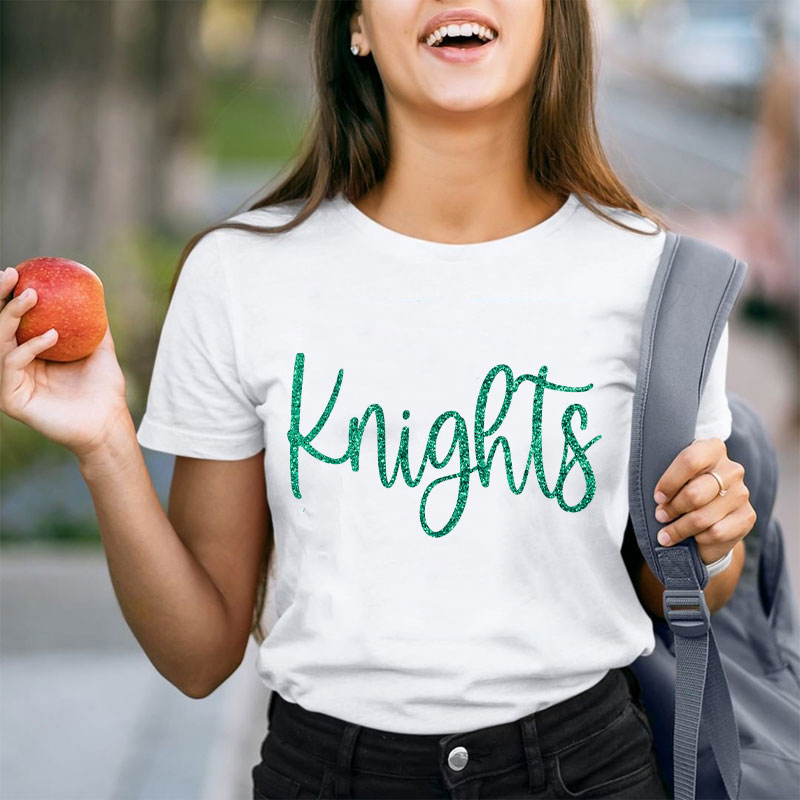Personalized Glitter Font Mascot Teacher T-Shirt