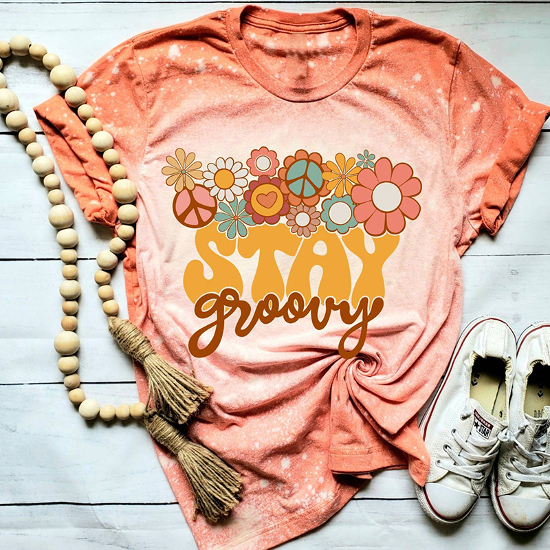 Retro Stay Groovy Teacher Printed T-Shirt