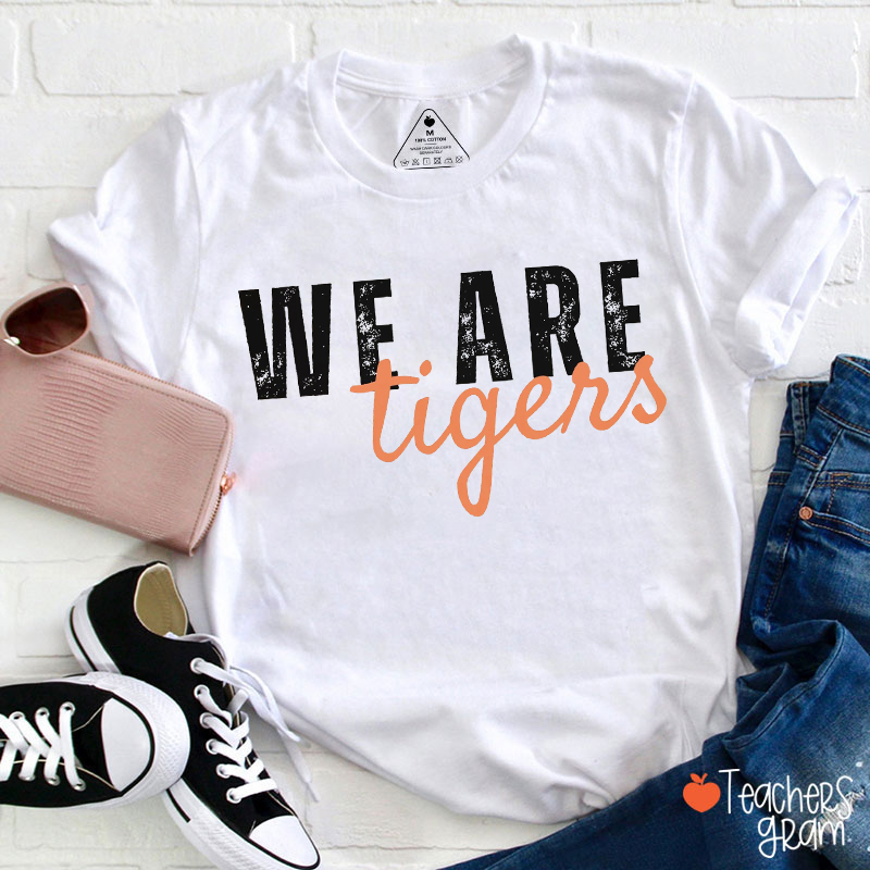 Personalized Mascot Distressed Script We Are Teacher T-Shirt