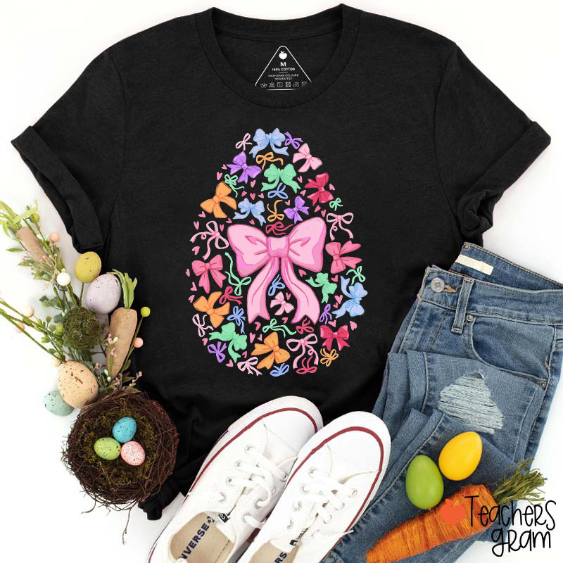 Easter Egg Coquette Teacher T-Shirt
