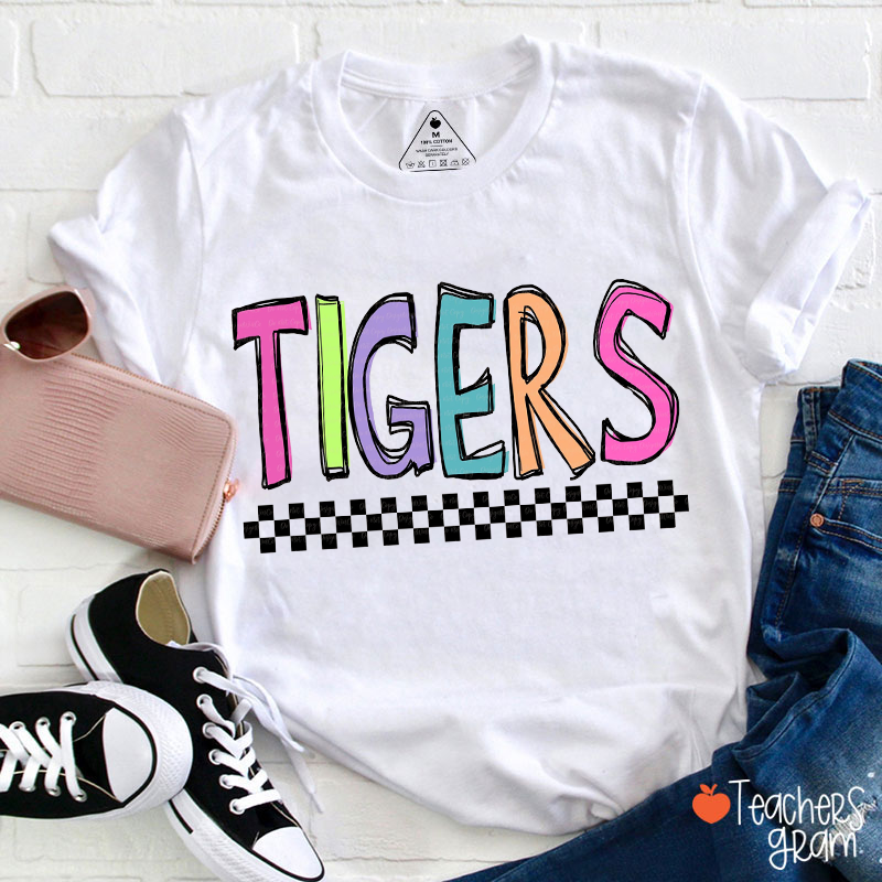 Personalized Mascot And Chessboard Teacher T-Shirt